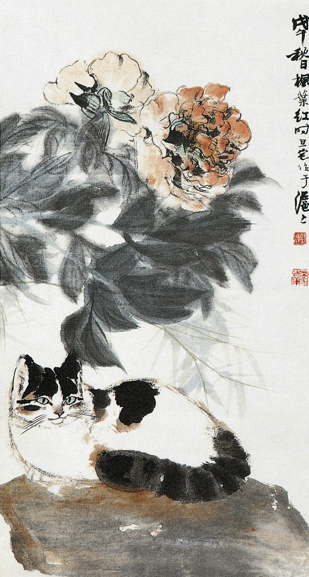 富贵猫石图