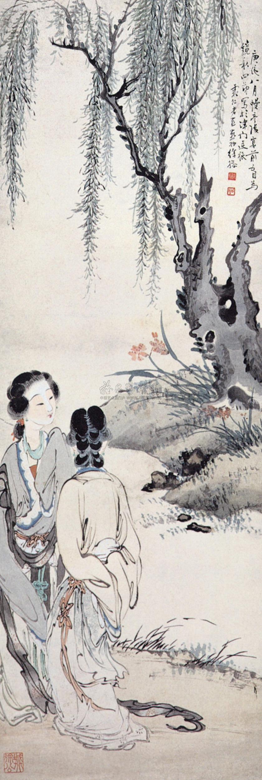 仕女 轴