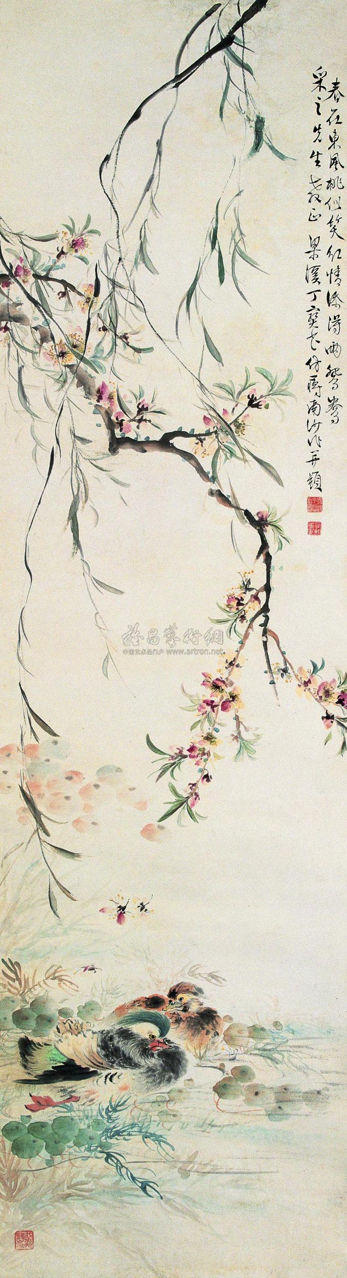 桃花鸳鸯 立轴