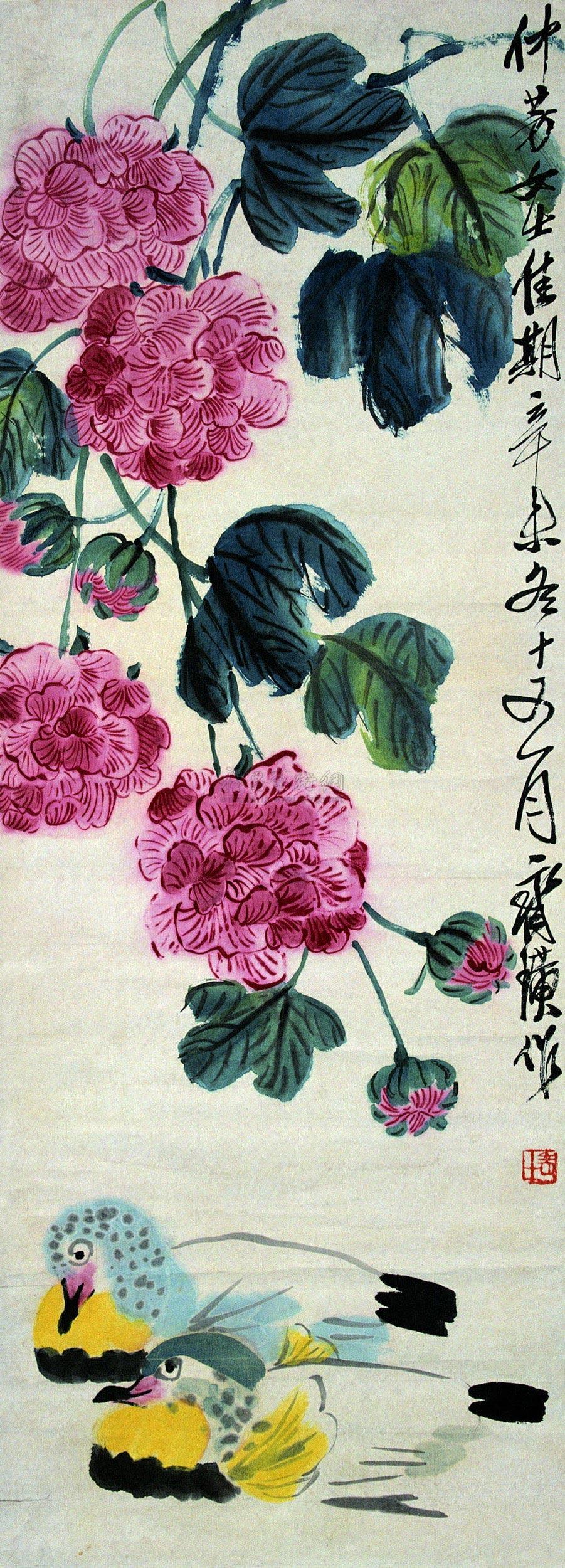 Lotus and Mandarin Ducks