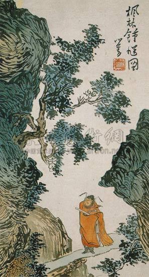 枫林钟馗图 轴