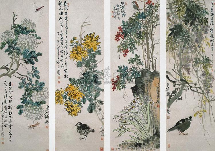 花鸟草虫 轴 (四屏)