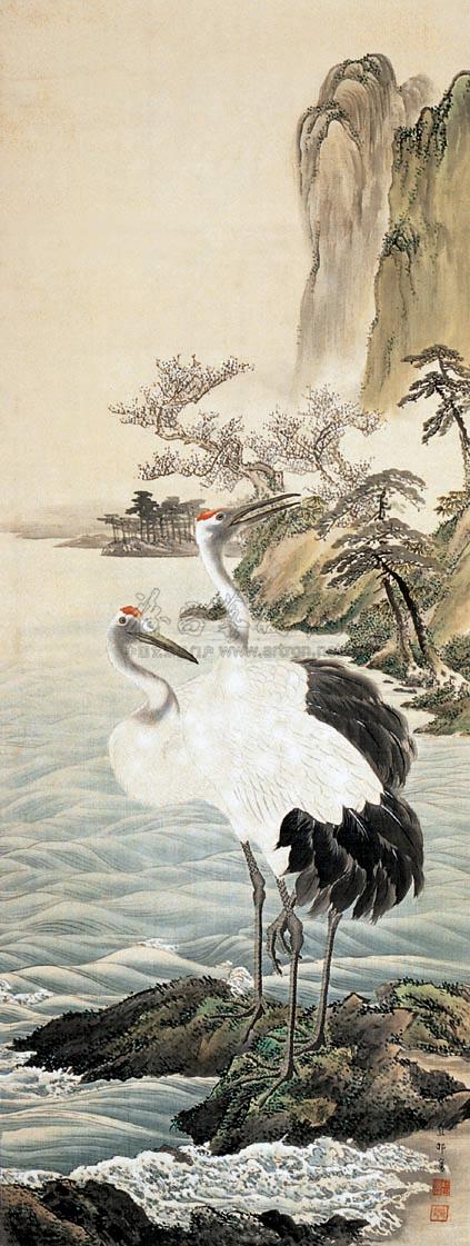 直村 鹤 立轴