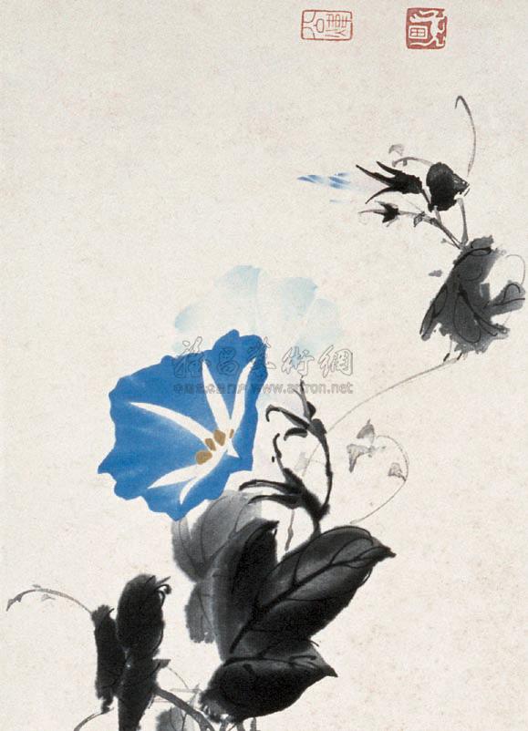 牵牛花草虫 立轴