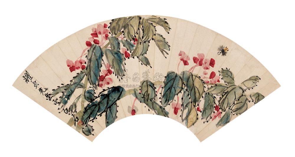Peony and Bee Fan