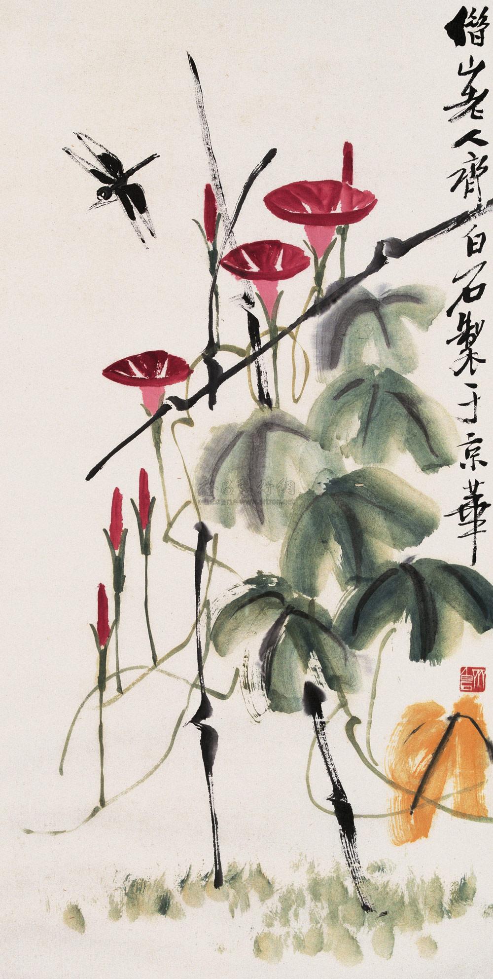 Morning Glory and Dragonfly