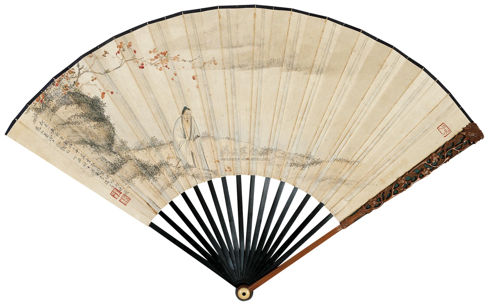 秋林策杖