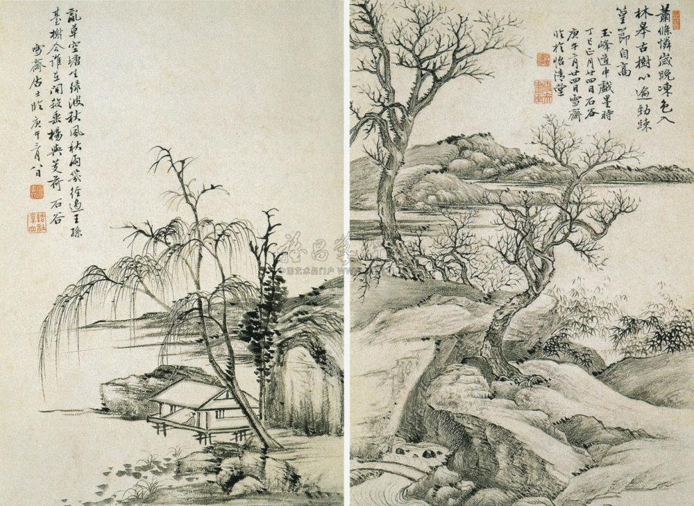 临王翚山水 册页（八开选二）