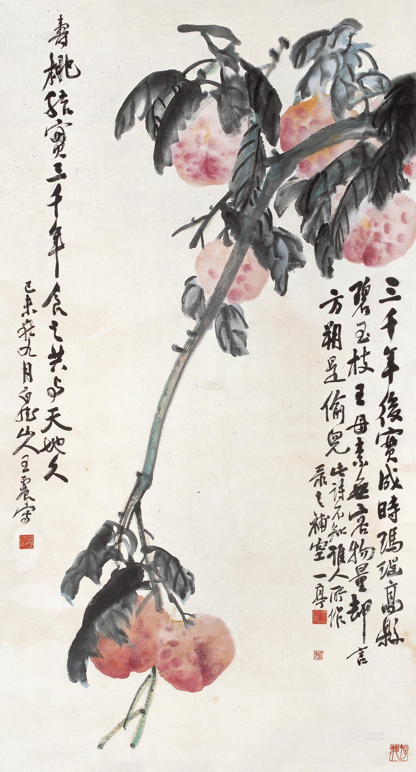 Longevity Peach Hanging Scroll