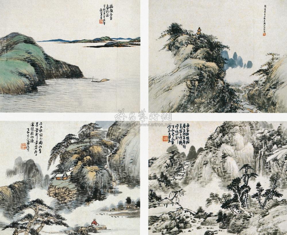 山水 册 (十二开选四)