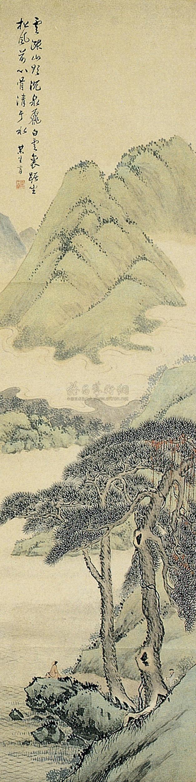 临流静坐 轴