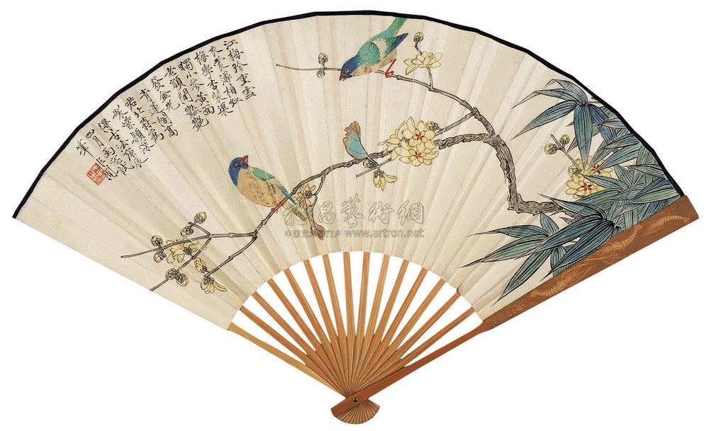 梅竹双雀 成扇