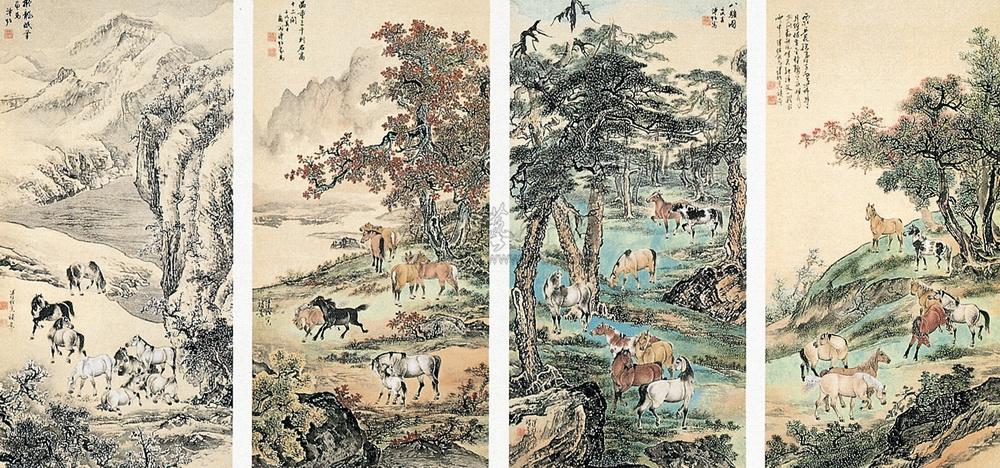 四季八骏 四屏