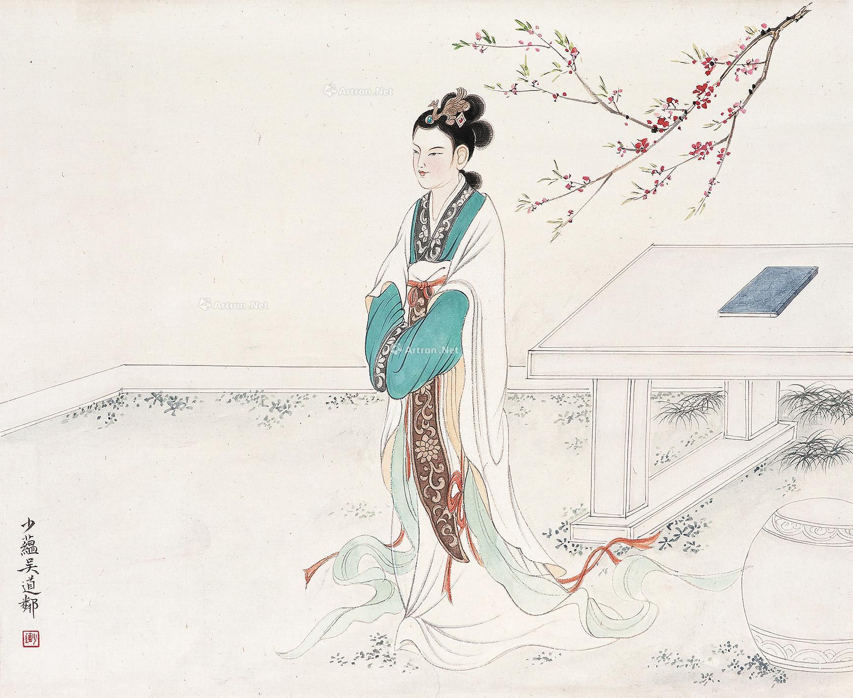 花下美人 立轴