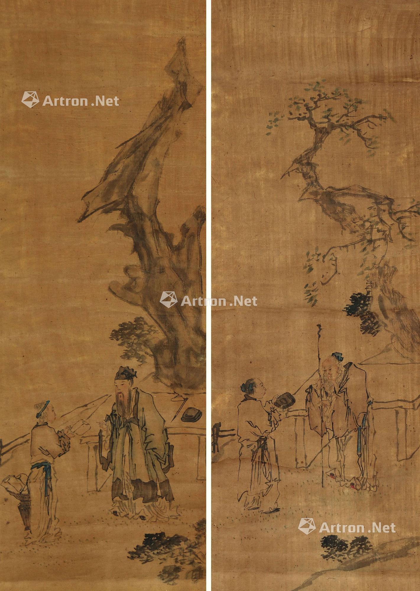 Figures (Two Pieces) Hanging Scroll