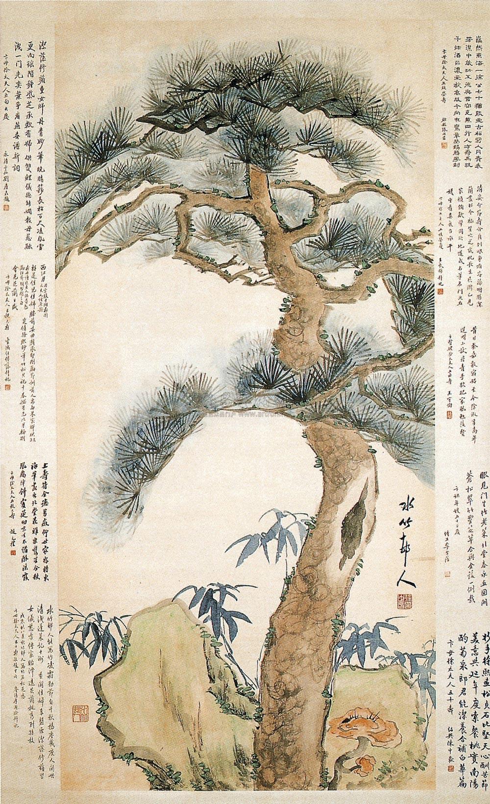 松竹双清 立轴