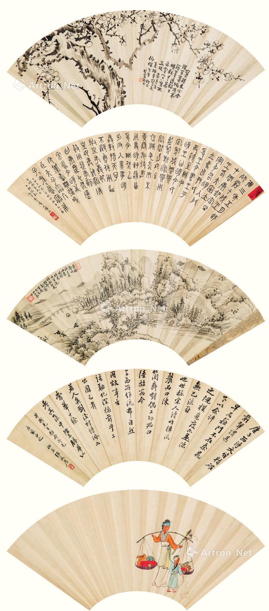 墨梅图 篆书《颂敲全文》）山居图 行书 育稚图