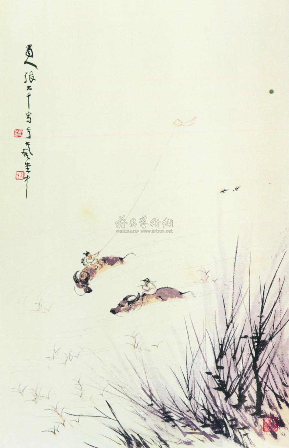 牧童牛背图 册页