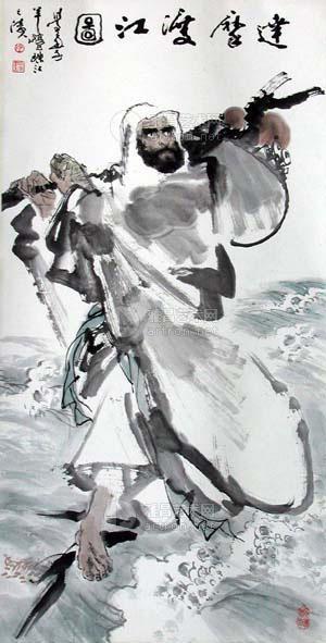 达摩渡海图 立轴