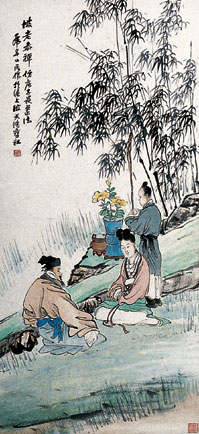 沙佐 坡老参禅 立轴
