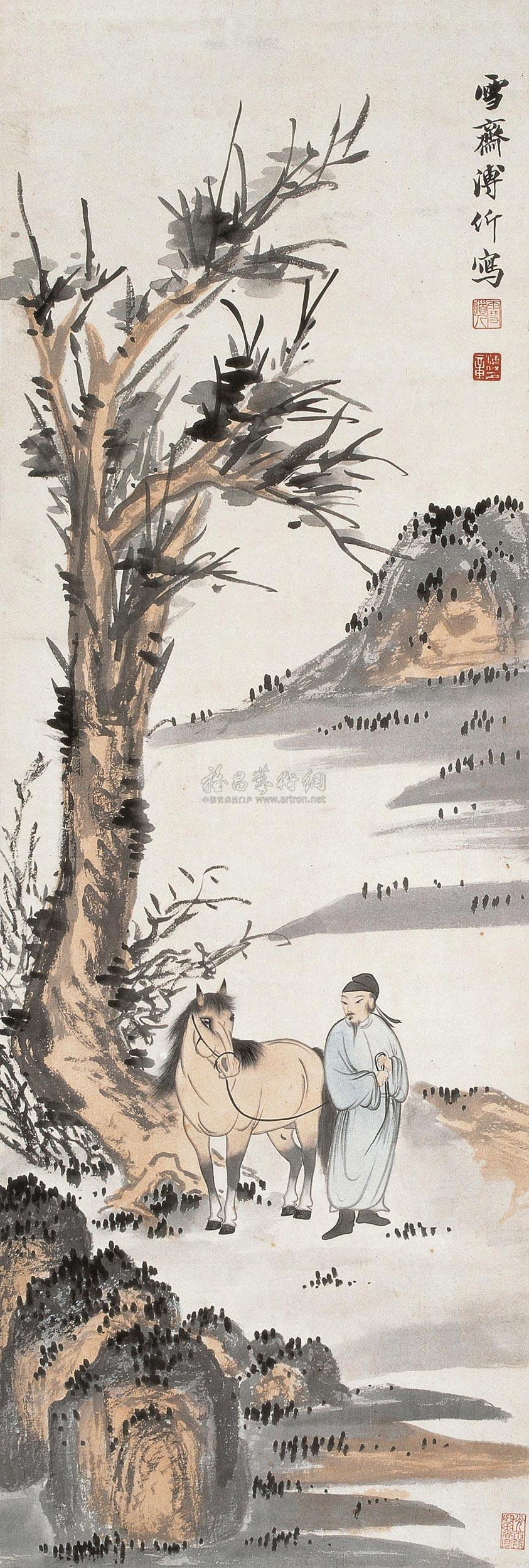 牧马图 立轴