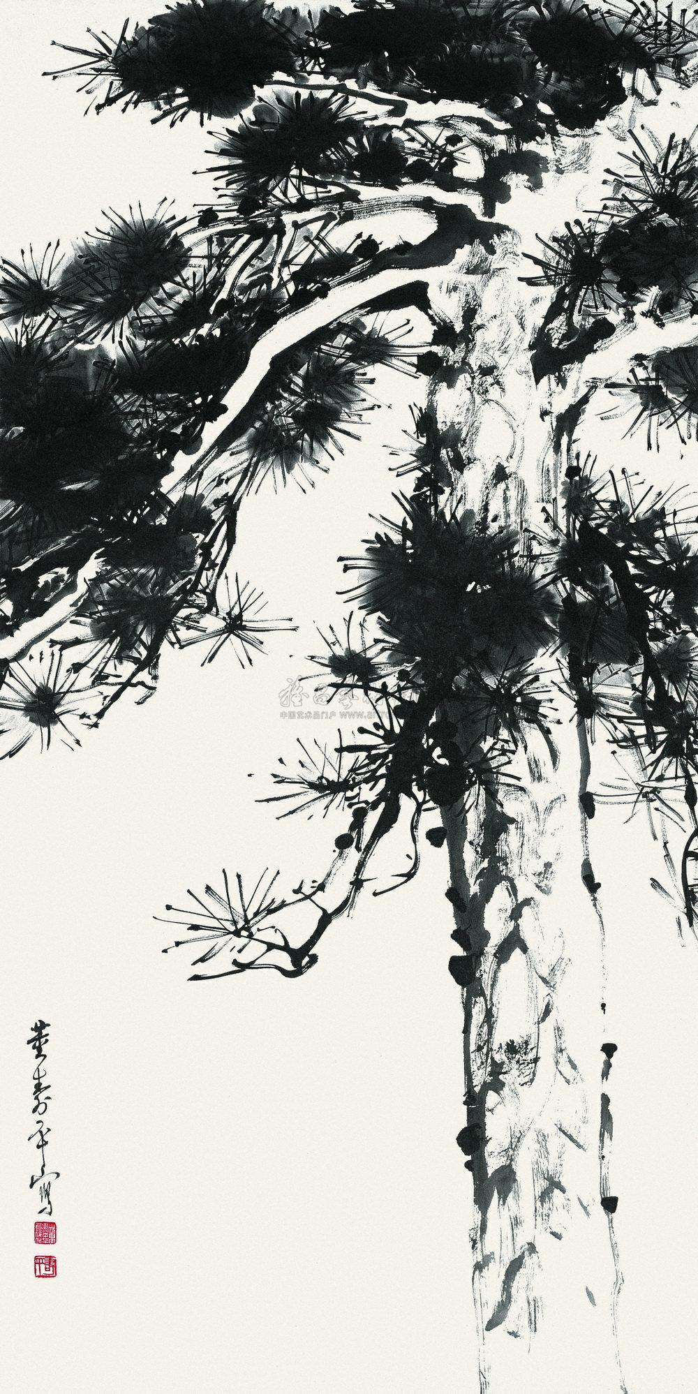 Ink Pine Vertical Scroll