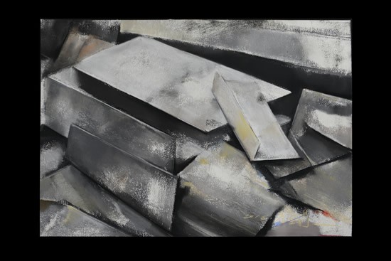 李宝荀-打击-61x86cm-纸本色粉-2016年