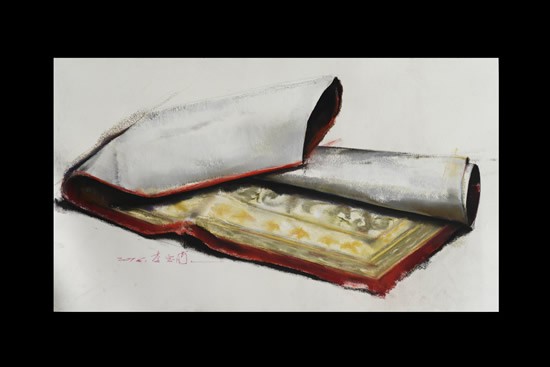 李宝荀-弯折-63x107cm-纸本色粉-2016年
