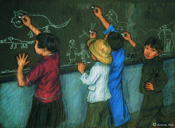 1935年粉画-画课-2838cm 江苏省美术馆藏