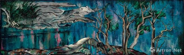 《无题》，油彩 画布，100 x 300cm，2018 ©曾梵志，图片：艺术家、豪瑟沃斯