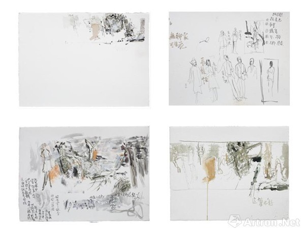 屠宏涛,七贤草稿 (6-9),纸上水彩、钢笔、炭笔,19×28cm,2014 CokUqGUcOfOLbKMGrwCuwHrWaQvX40A3FPC3sE70.jpg