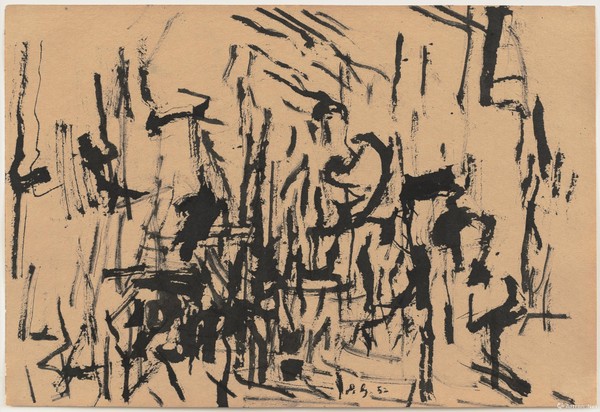 菲利普·加斯顿《十月之秋》1952鹅毛笔 墨水 纸上30.5 x 43.2 厘米 / 12 x 17 英寸