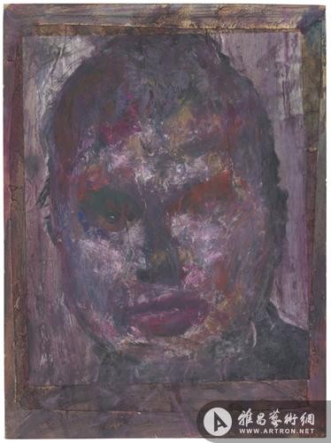 《弗朗西斯·培根自画像》，油彩、色粉、铅笔及墨水记号，30cm x 36.5cm
