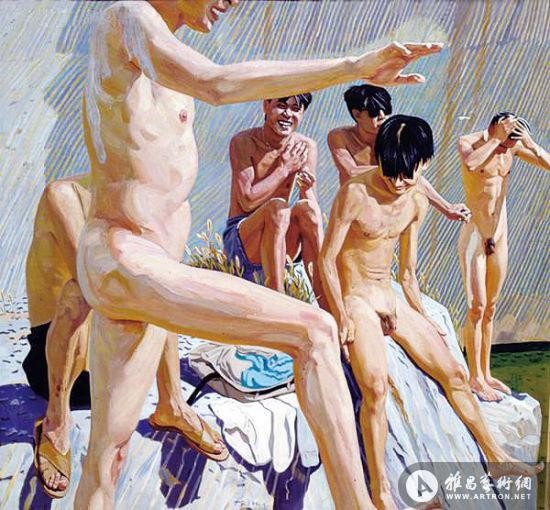 刘小东的《阳光普照》限量版画，淘宝售价76000 元，运费为100 元。