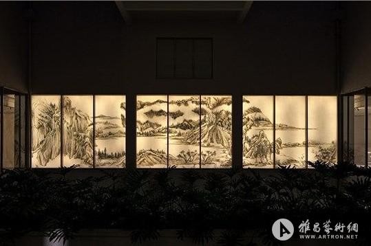 背后的故事 烟江叠章图 干枯植物粘贴于玻璃 灯箱装置