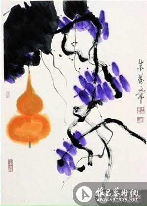 朱万章《紫气东来》，纸本设色，69×47cm