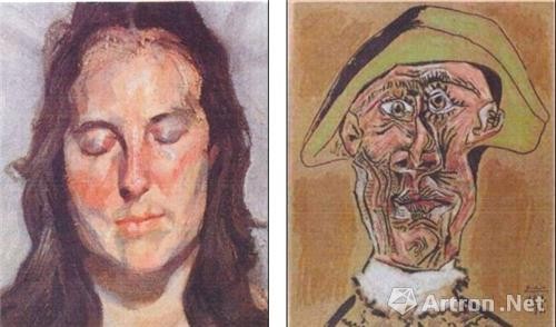 失窃名作：弗洛伊德的《闭眼的女人》(左)和毕加索的《小丑》