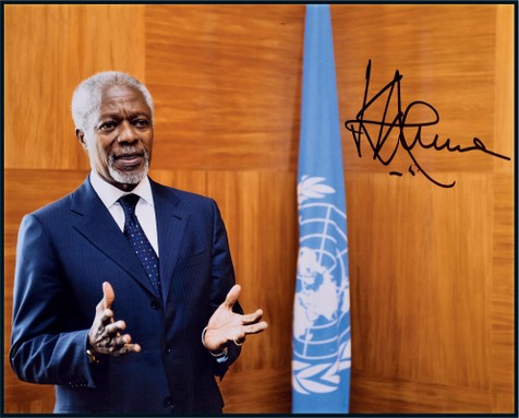 “前联合国秘书长”安南（Kofi Atta Annan）签名照，附JSA证书