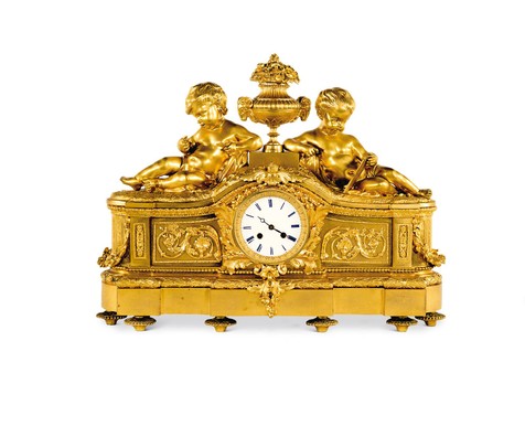 法国 拿破仑三世时期 路易十六风格铜鎏金天使座钟