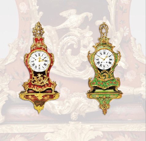 法国 拿破仑三世时期 路易十五风格彩绘铜鎏金菱形壁挂座钟
