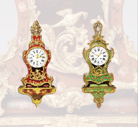 法国 拿破仑三世时期 路易十五风格彩绘铜鎏金菱形壁挂座钟