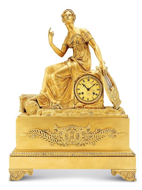 法国 复辟时期 帝政风格铜鎏金人物座钟