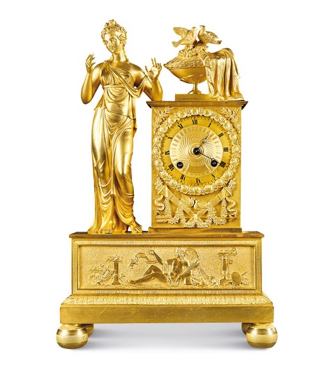 法国 查理十世时期 帝政风格铜鎏金人物座钟