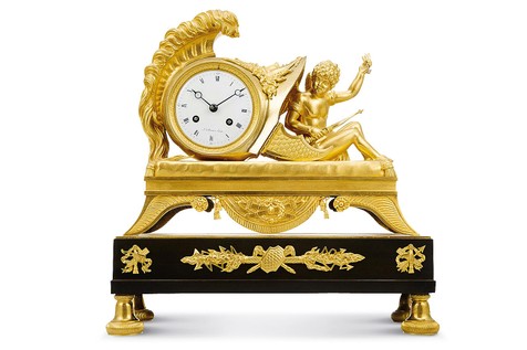 法国 拿破仑一世时期  帝政风格铜鎏人物座钟