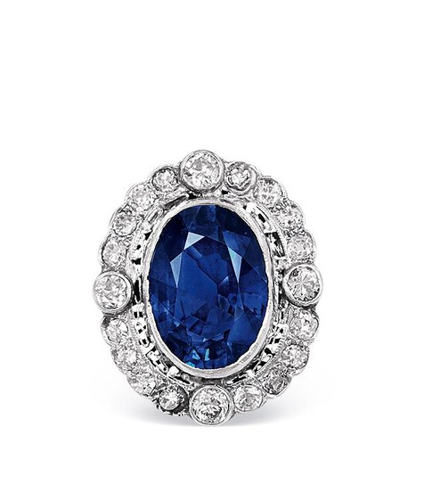 约15克拉天然缅甸蓝宝石戒指 未经加热处理 维多利亚时期