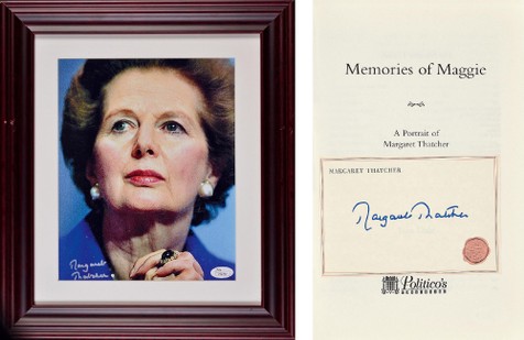 “英国首相”撒切尔夫人（Margaret Hilda Thatcher）亲笔签名照及亲笔签名书