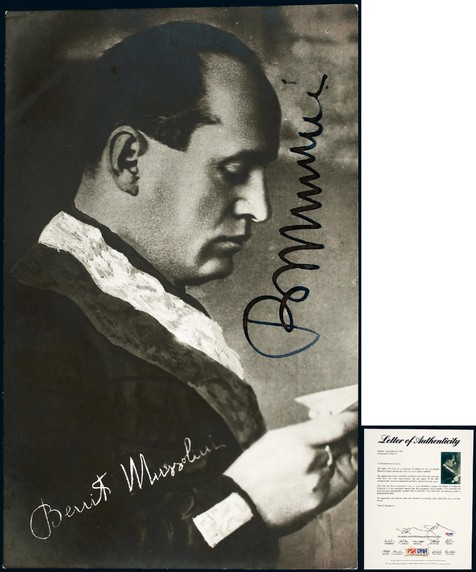 “意大利王国首相”贝尼托·墨索里尼（Benito Mussolini）亲笔签名照