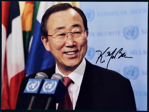 “联合国秘书长”潘基文（Ban Ki-moon）亲笔签名照