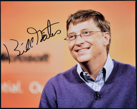 “世界首富”比尔·盖茨（Bill Gates）亲笔签名照