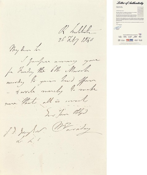 “电磁感应发明者”迈克尔·法拉第（Michael Faraday）亲笔信